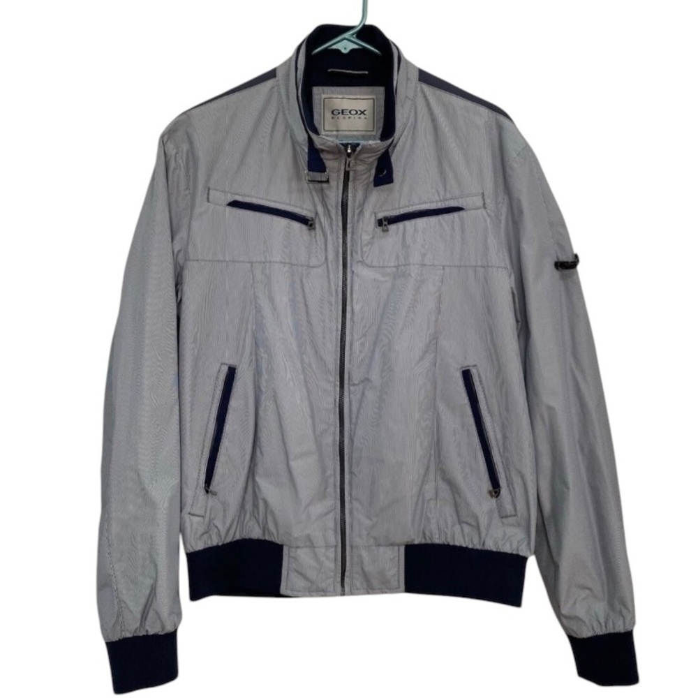 Geox M Respira Pinstriped bomber jacket